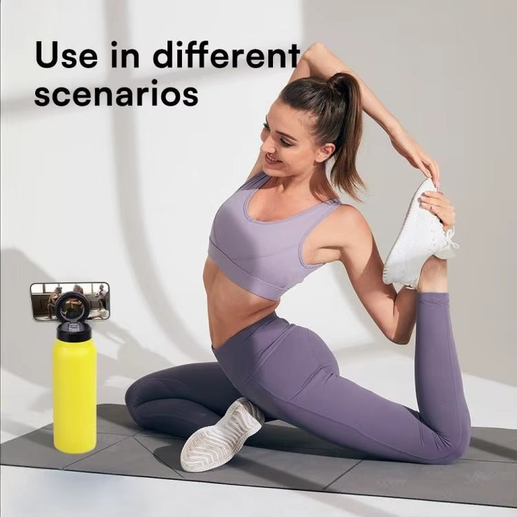 24oz Stainless Steel Magnetic Phone Holder Water Bottle, Vacuum Insulated Cup, Portable Waterproof Drink Tumbler