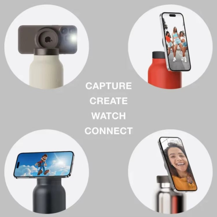 24oz Stainless Steel Magnetic Phone Holder Water Bottle, Vacuum Insulated Cup, Portable Waterproof Drink Tumbler