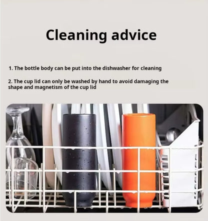 24oz Stainless Steel Magnetic Phone Holder Water Bottle, Vacuum Insulated Cup, Portable Waterproof Drink Tumbler